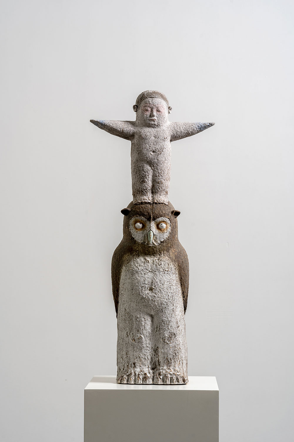 鸮与人 陶 40x23x92cm 2024